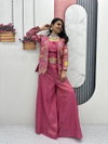 PC 484 Pure Tissue Simmer With Heavy Embroidery Sequence Work Shrug With Choli Plazzo Online Wholesale